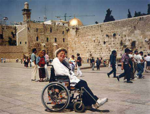 Nancy in front of the Wailing Wall in Israel