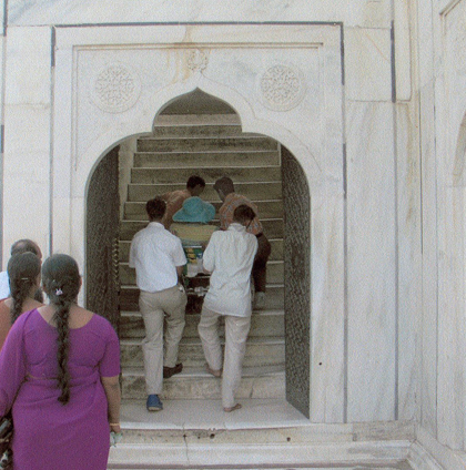 disabled travel wheelchair stairs into taj mahal